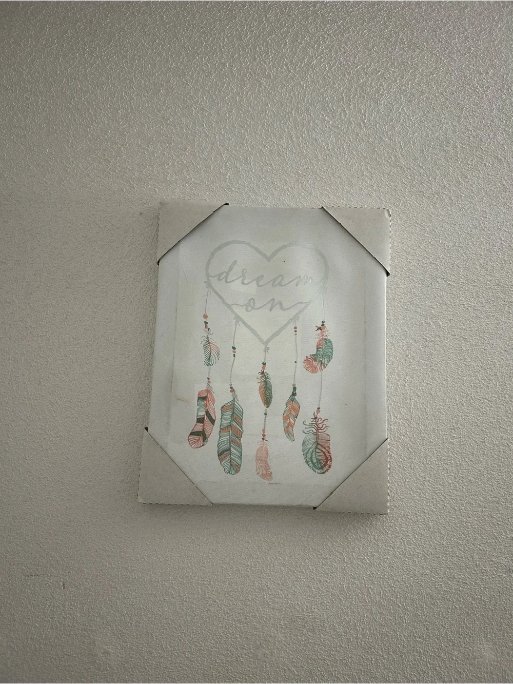 Dream On dream catcher Feather Wall Art - Mint and Coral